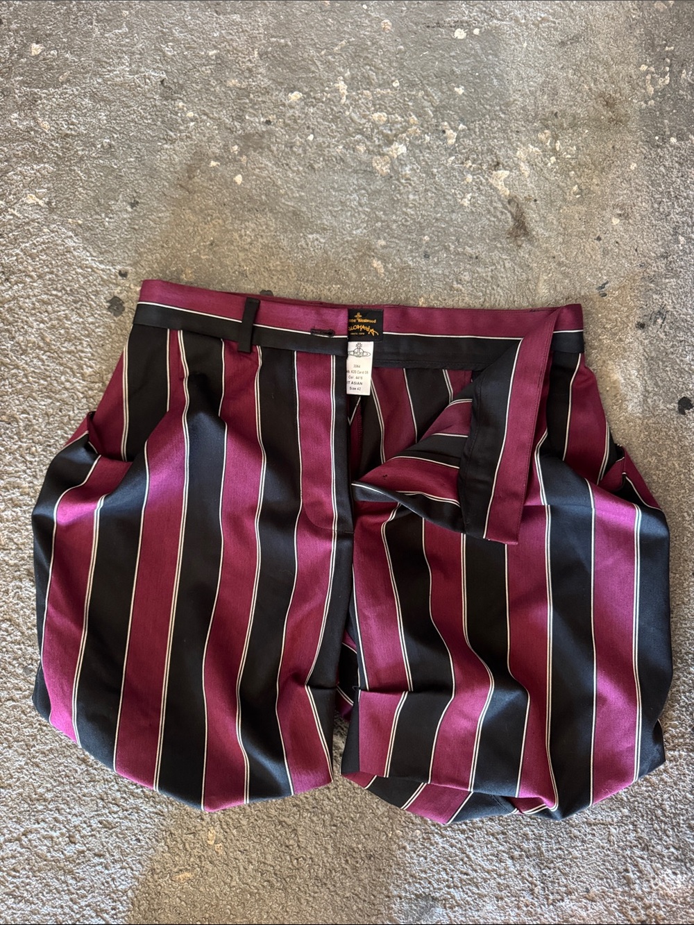 Vivienne Westwood Anglomania Alcoholic Striped Shorts Wine/Blk IT42 NEW SS12